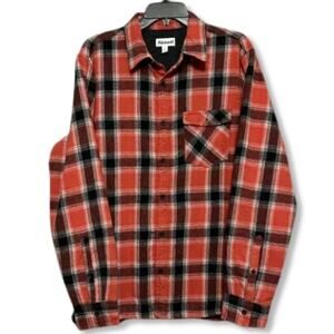 Abound Collared Long Sleeve Shirt Button-Up Plaid Pattern Black/Red Medium NWOT